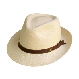 Austral Beige Straw Panama Hat - The Jimmy with Leather band