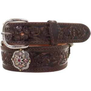 B926 - Brown Vintage Tooled Belt