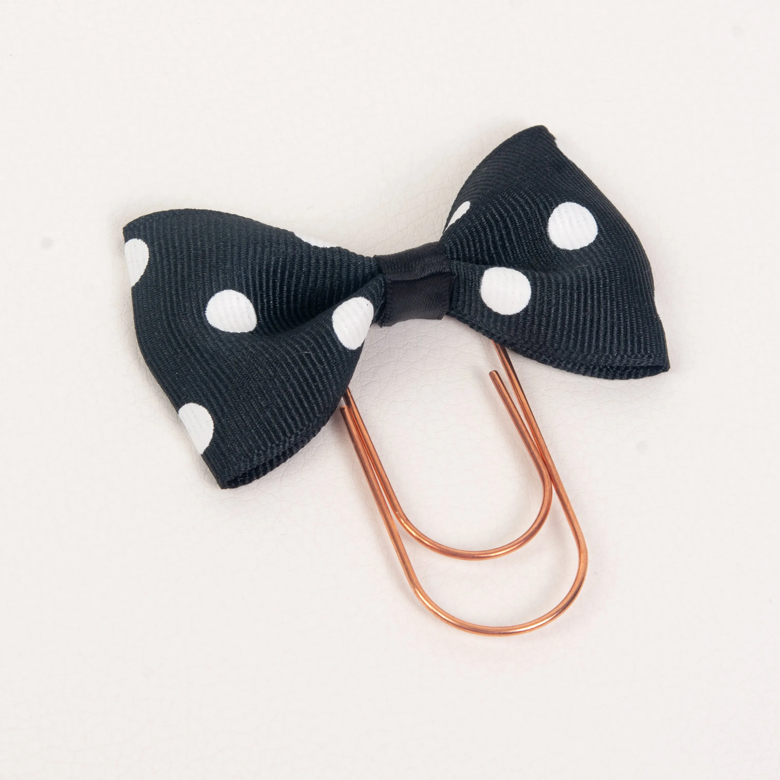 Black Dotted Bow Wide Planner Clip - Bookmark in Silver, Gold or Rose Gold