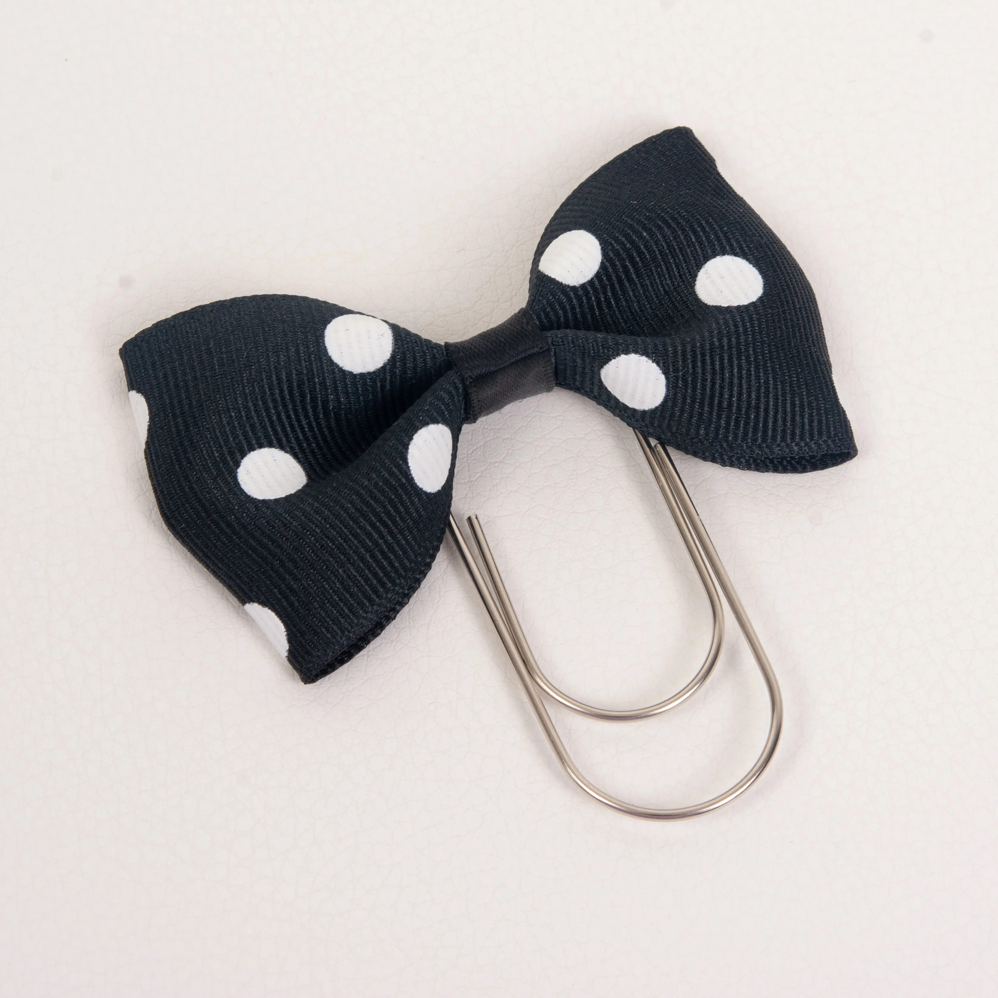 Black Dotted Bow Wide Planner Clip - Bookmark in Silver, Gold or Rose Gold