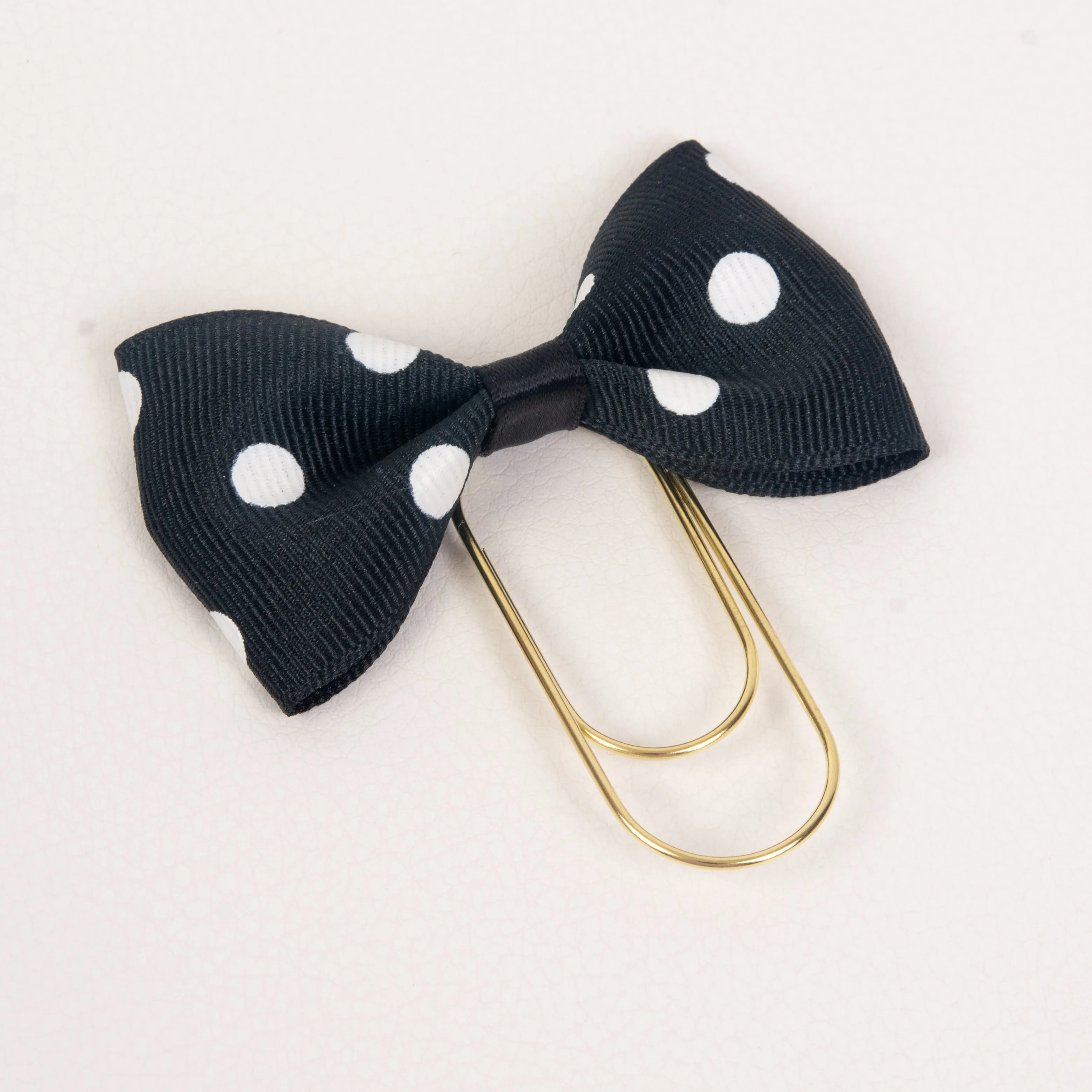 Black Dotted Bow Wide Planner Clip - Bookmark in Silver, Gold or Rose Gold