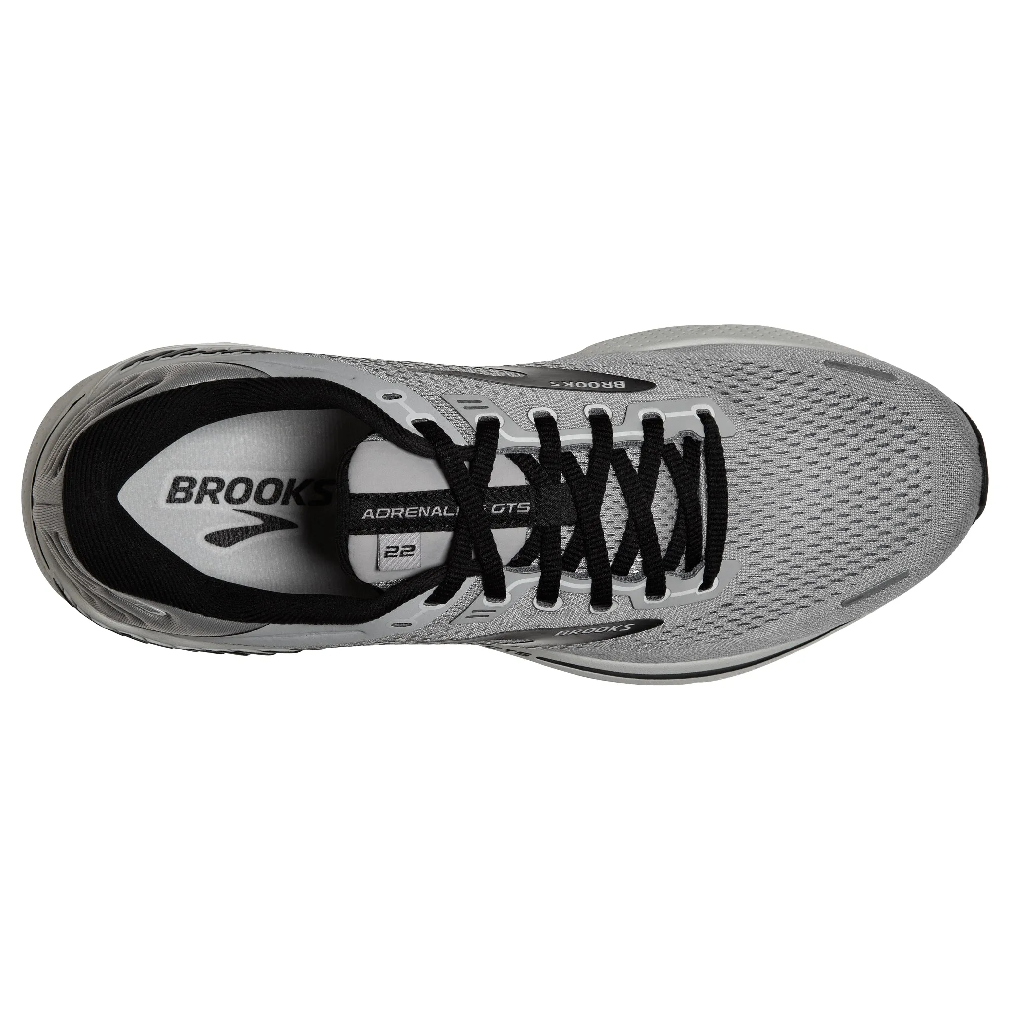 Mens Brooks Adrenaline GTS 22 Running Shoes with Alloy/Grey/Black Cushion Support