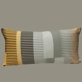 Combed Stripe Cushion - Grey, Yellow   Black