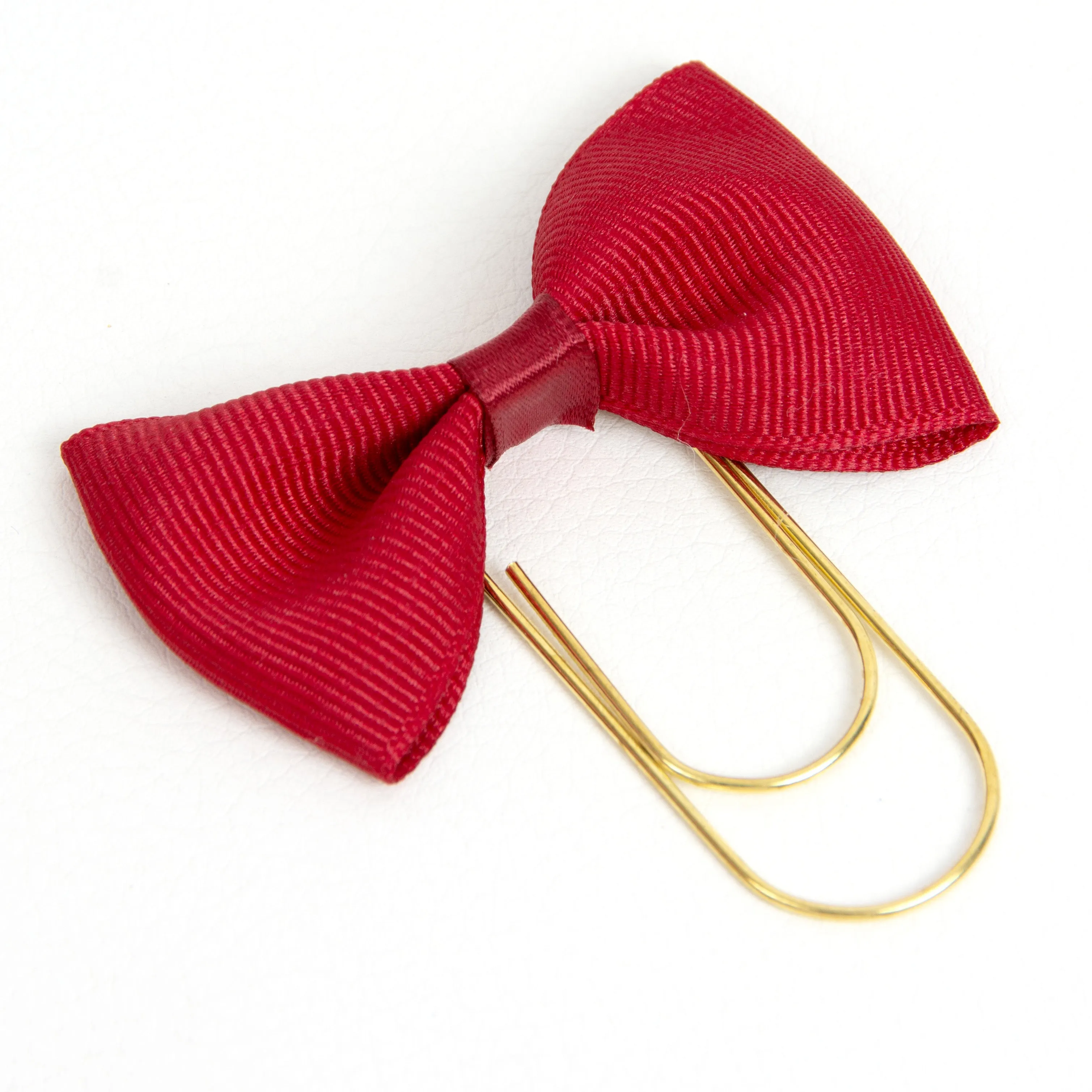 Cranberry Red Bow Wide Planner Clip - Bookmark in Silver, Gold or Rose Gold