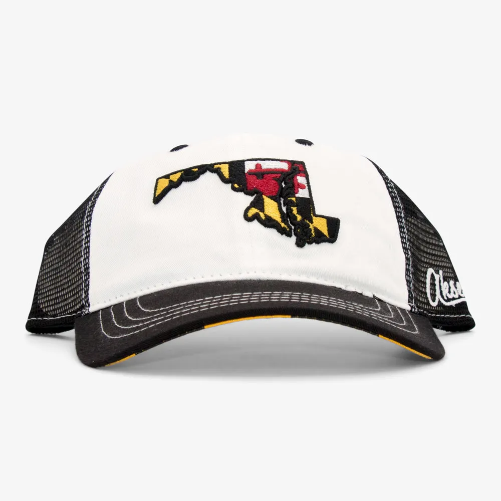 Curved Bill Maryland Flag Trucker Hat