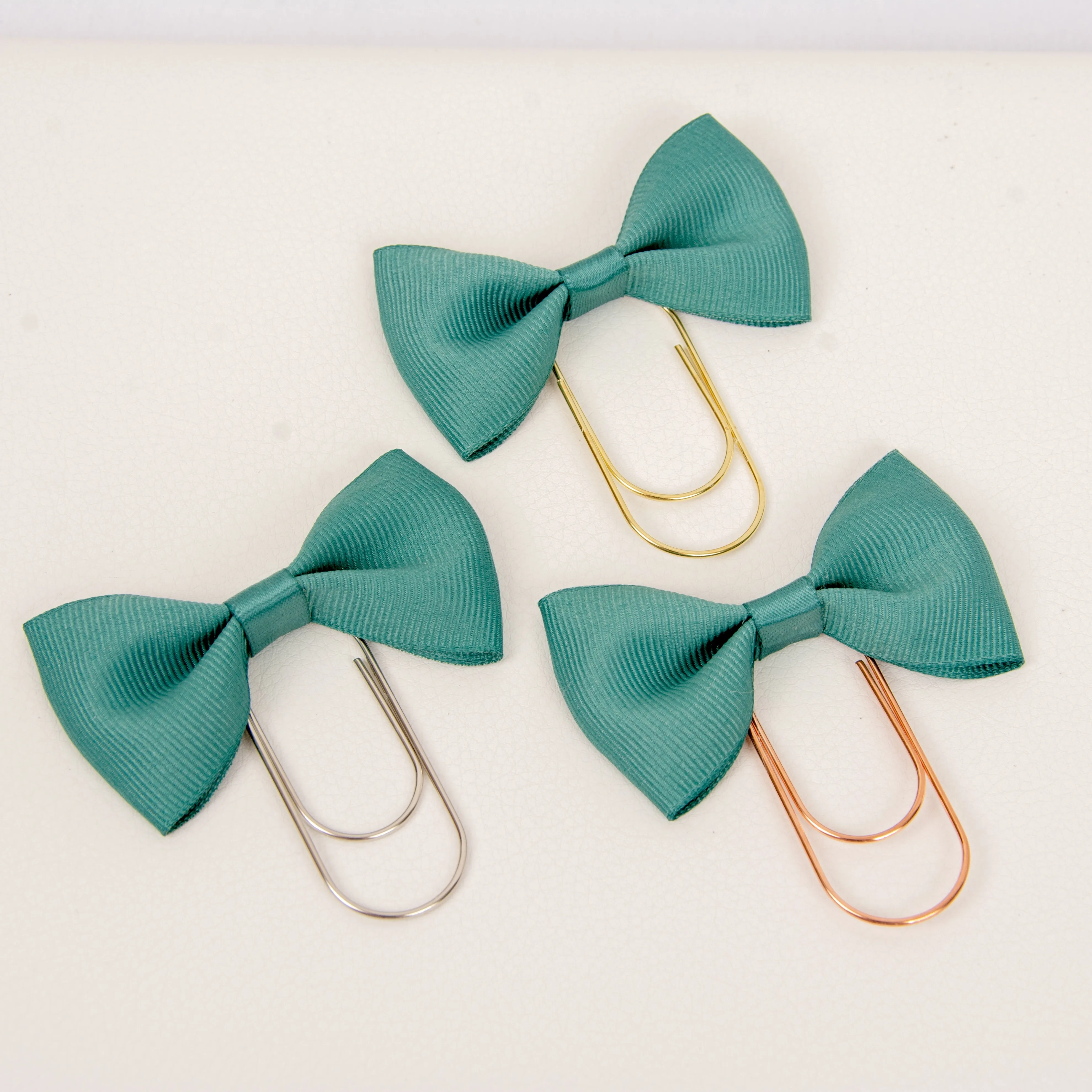 Eucalyptus Green Bow Wide Planner Clip - Bookmark in Silver, Gold or Rose Gold