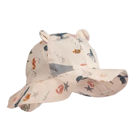 Liewood Amelia Sun Hat With Print With Ears | Sea Creature/Whale Blue