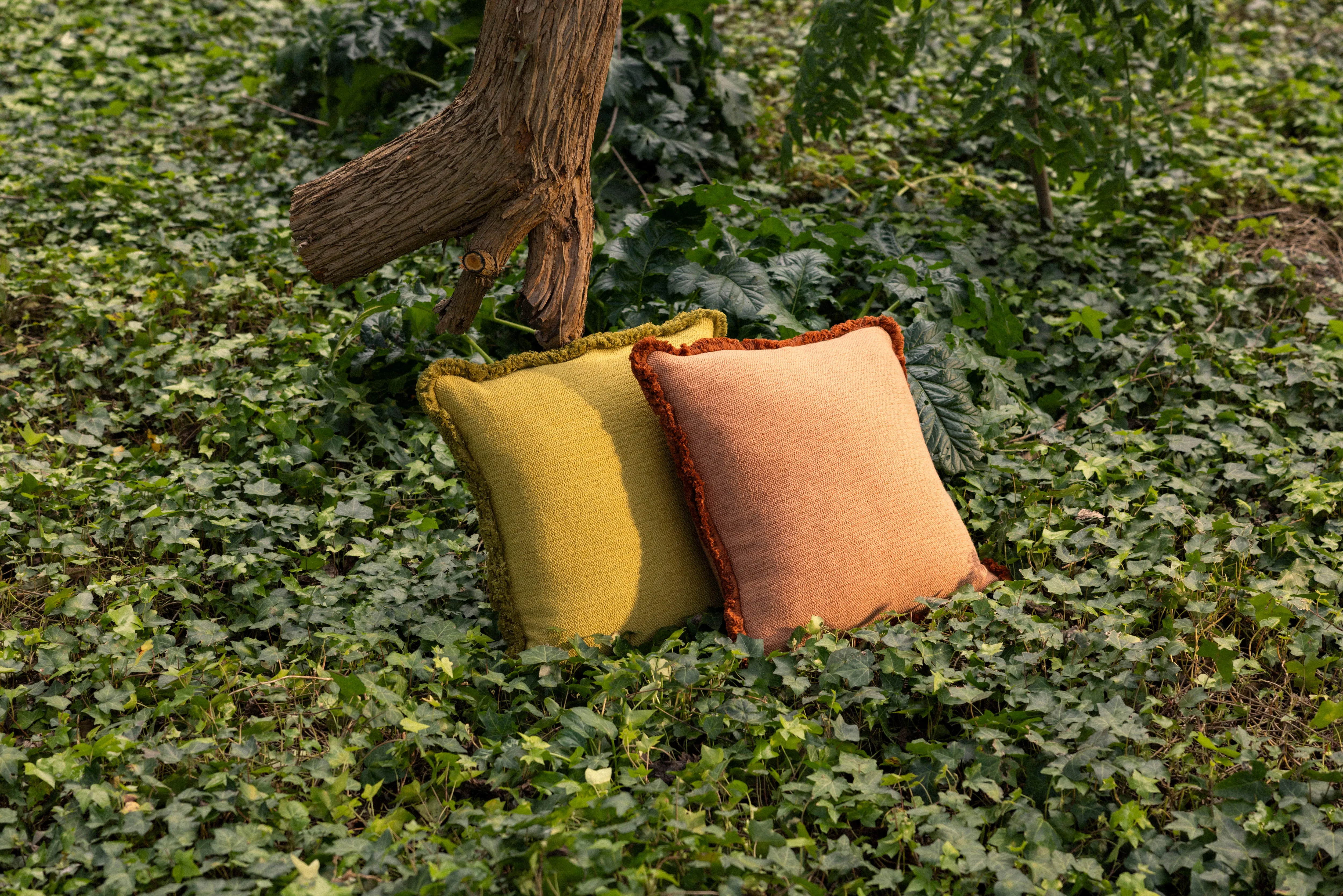 Panama Square Cushion Guava & Rust Fringe