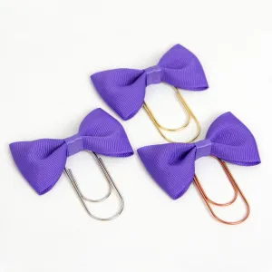 Purple Bow Wide Planner Clip - Bookmark in Silver, Gold or Rose Gold