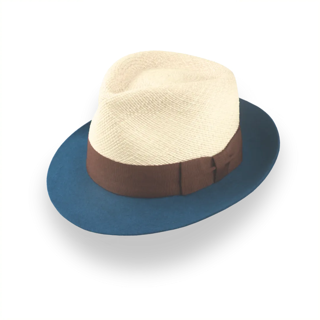 Summer Style Two-Tone Panama Fedora Hat with Felt Brim | The Alexander