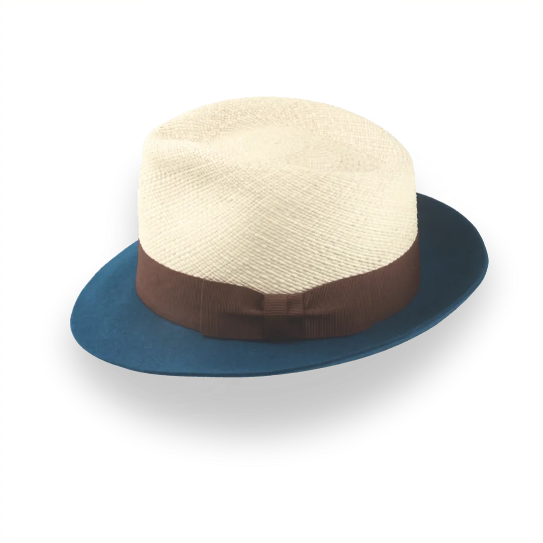 Summer Style Two-Tone Panama Fedora Hat with Felt Brim | The Alexander