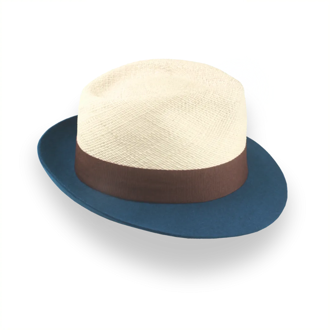 Summer Style Two-Tone Panama Fedora Hat with Felt Brim | The Alexander